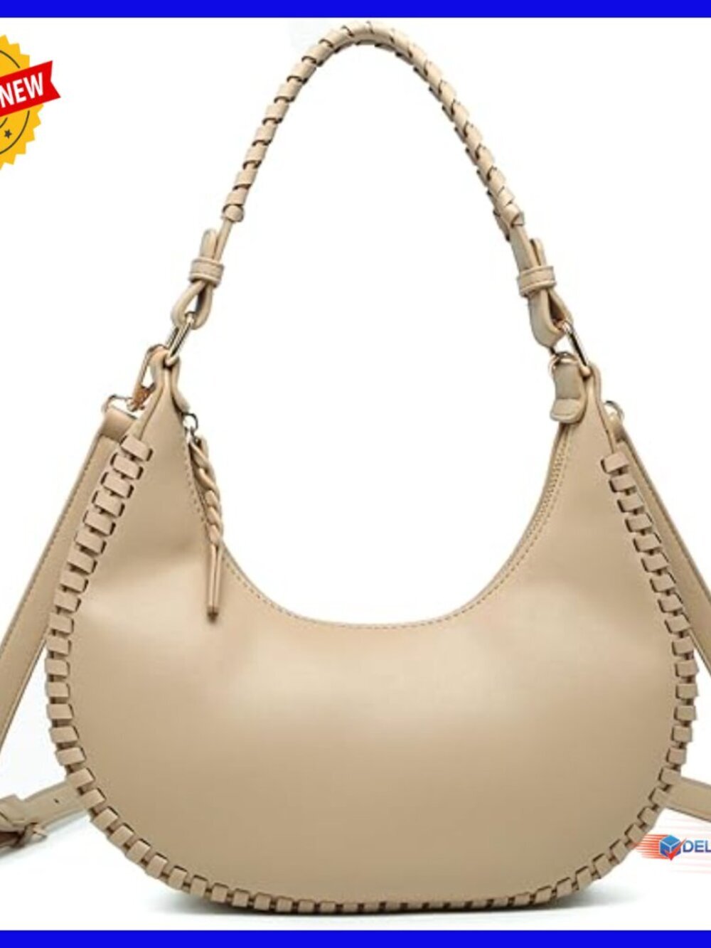 Vegan Leather Crescent Shoulder Bag Crossbody Hobo Purse Medium Size